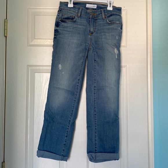 LOFT Straight Cropped Denim in Light/Med Wash size 24/00 - Picture 1 of 7